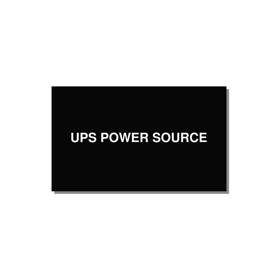 5.0x3.0" Safety Label - UPS POWER SOURCE — 5x3" White on Black, Adhesive