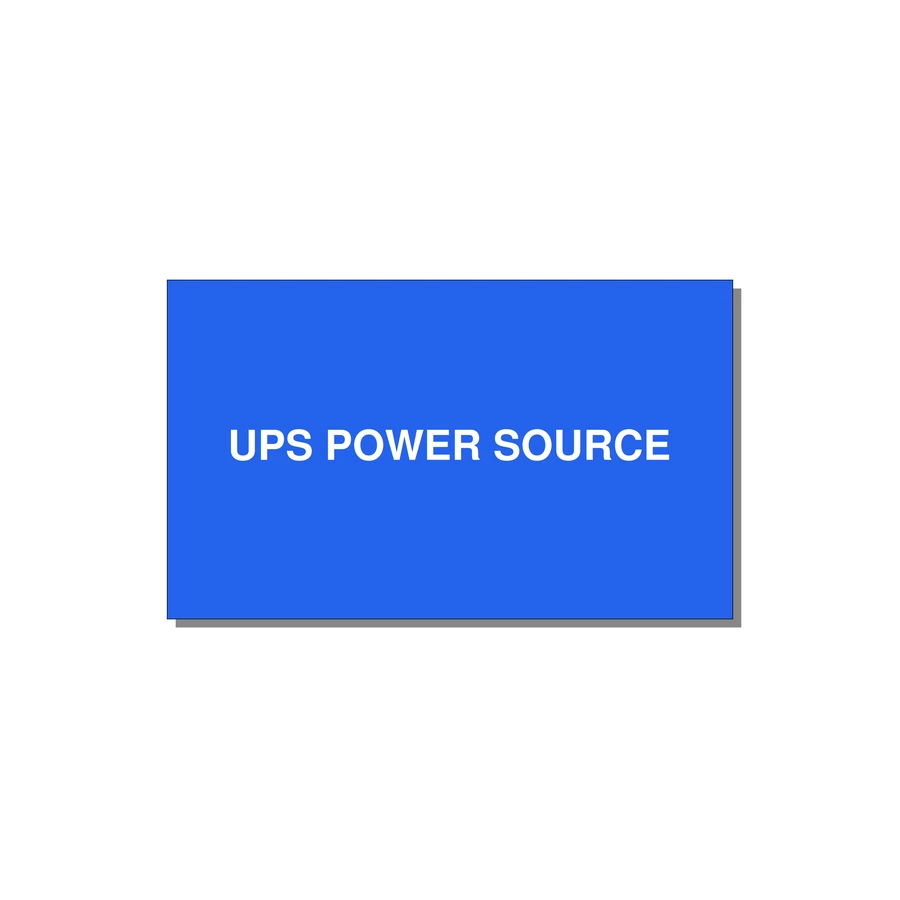 5.0x3.0" Safety Label - UPS POWER SOURCE — 5x3" White on Blue, Adhesive