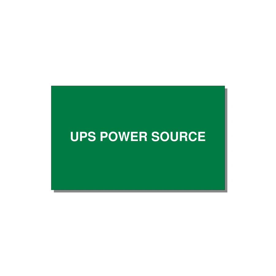 5.0x3.0" Safety Label - UPS POWER SOURCE — 5x3" White on Green, Adhesive