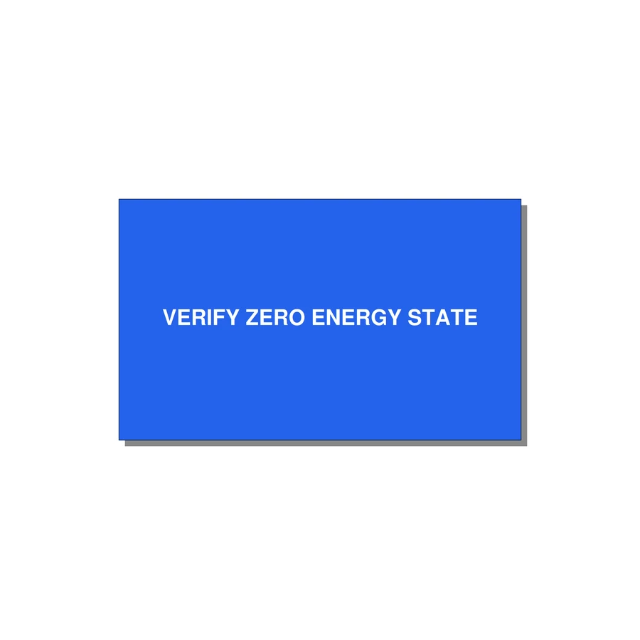5.0x3.0" Safety Label - VERIFY ZERO ENERGY STATE — 5x3" White on Blue, Adhesive