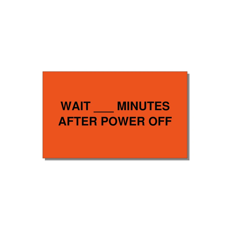 5.0x3.0" Safety Label - WAIT ___ MINUTES AFTER PO — 5x3" Black on Orange, Adhesive