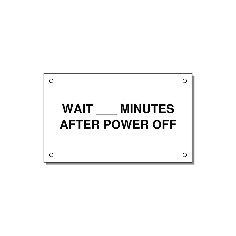 5.0x3.0" Safety Label - WAIT ___ MINUTES AFTER PO — 5x3" Black on White, Holes