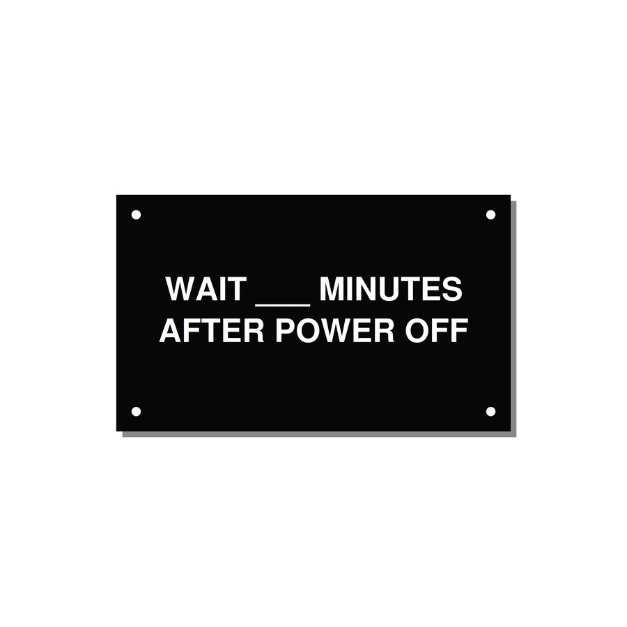 5.0x3.0" Safety Label - WAIT ___ MINUTES AFTER PO — 5x3" White on Black, Holes