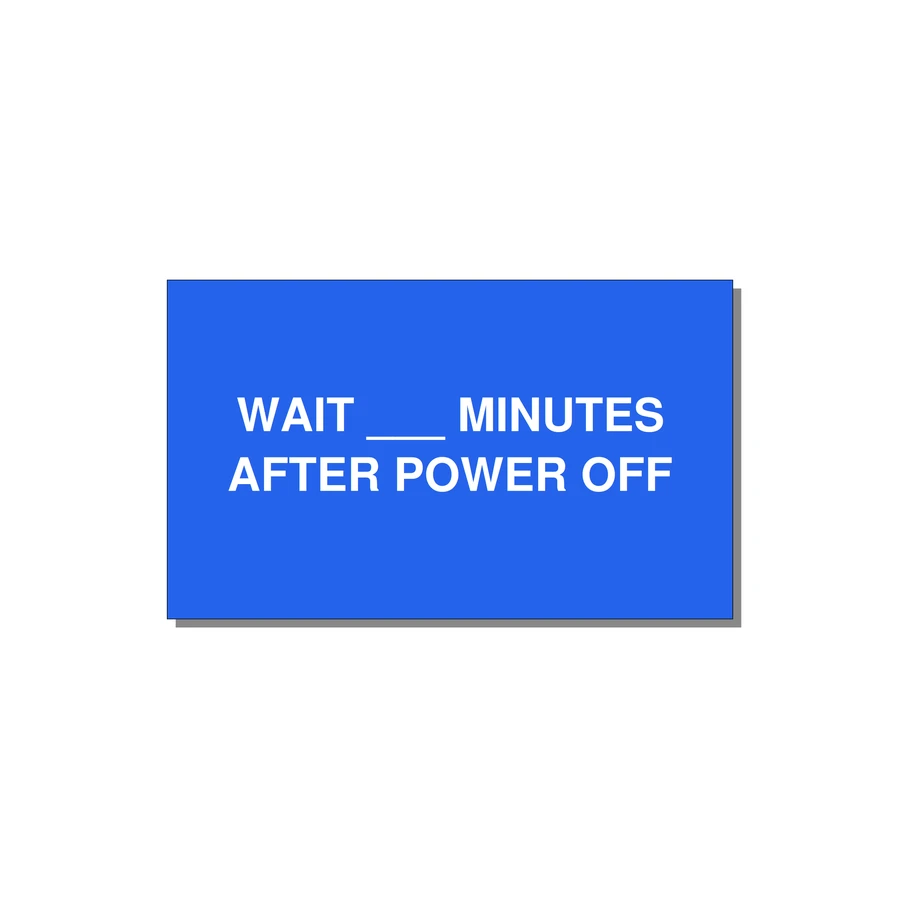 5.0x3.0" Safety Label - WAIT ___ MINUTES AFTER PO — 5x3" White on Blue, Adhesive