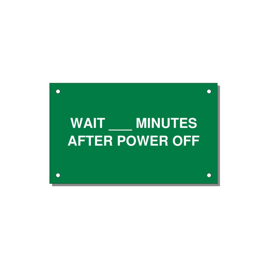 5.0x3.0" Safety Label - WAIT ___ MINUTES AFTER PO — 5x3" White on Green, Holes