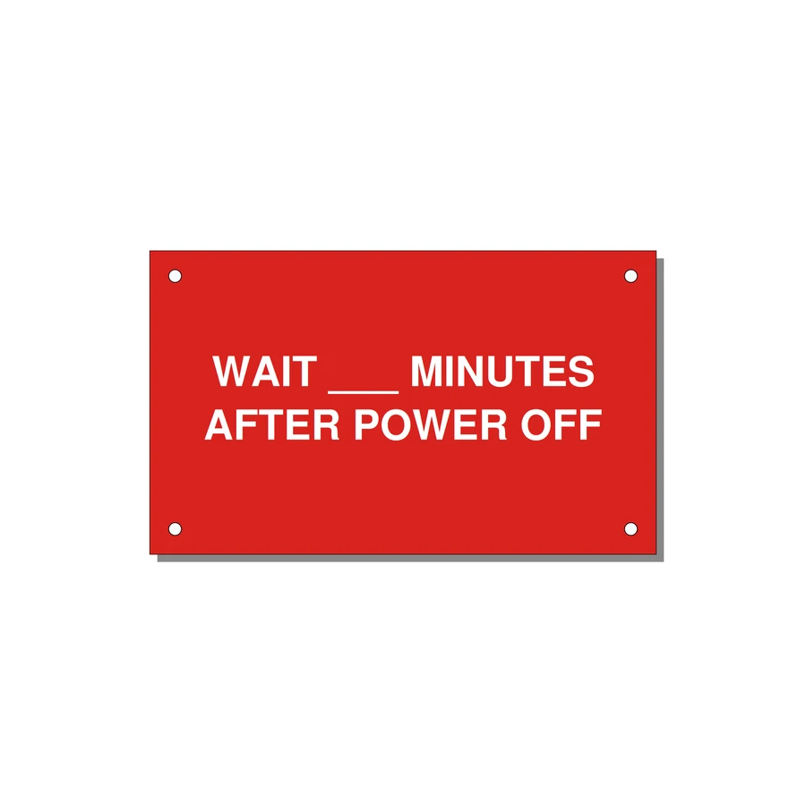 5.0x3.0" Safety Label - WAIT ___ MINUTES AFTER PO — 5x3" White on Red, Holes