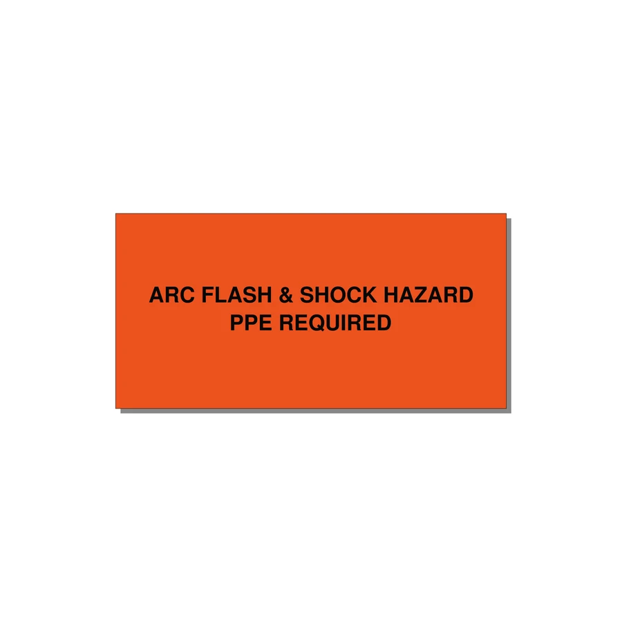 6.0x3.0" Arc Flash Safety Label - ARC FLASH & SHOCK HAZARD — 6x3" Black on Orange, Adhesive