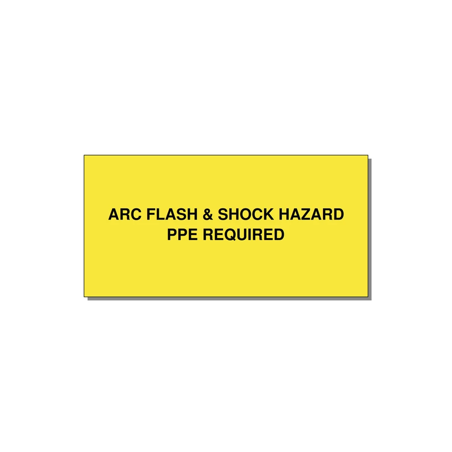 6.0x3.0" Arc Flash Safety Label - ARC FLASH & SHOCK HAZARD — 6x3" Black on Yellow, Adhesive