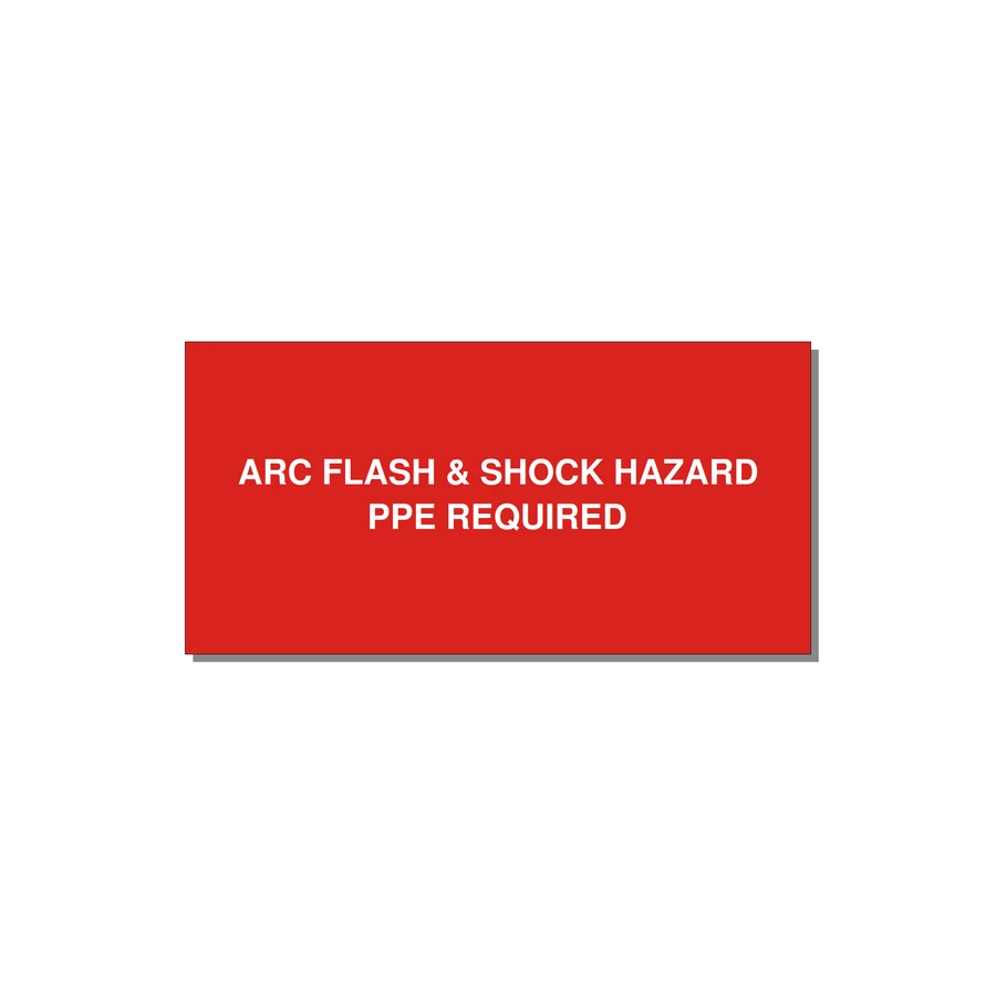 6.0x3.0" Arc Flash Safety Label - ARC FLASH & SHOCK HAZARD — 6x3" White on Red, Adhesive