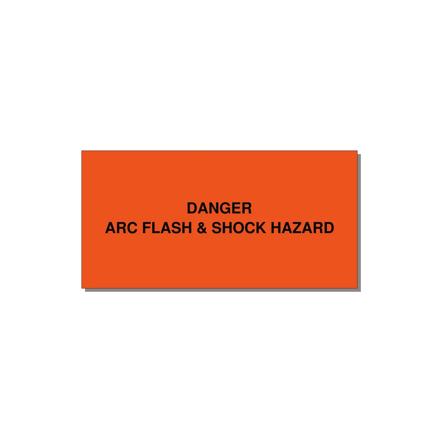 6.0x3.0" Arc Flash Safety Label - DANGER ARC FLASH & SHOCK — 6x3" Black on Orange, Adhesive
