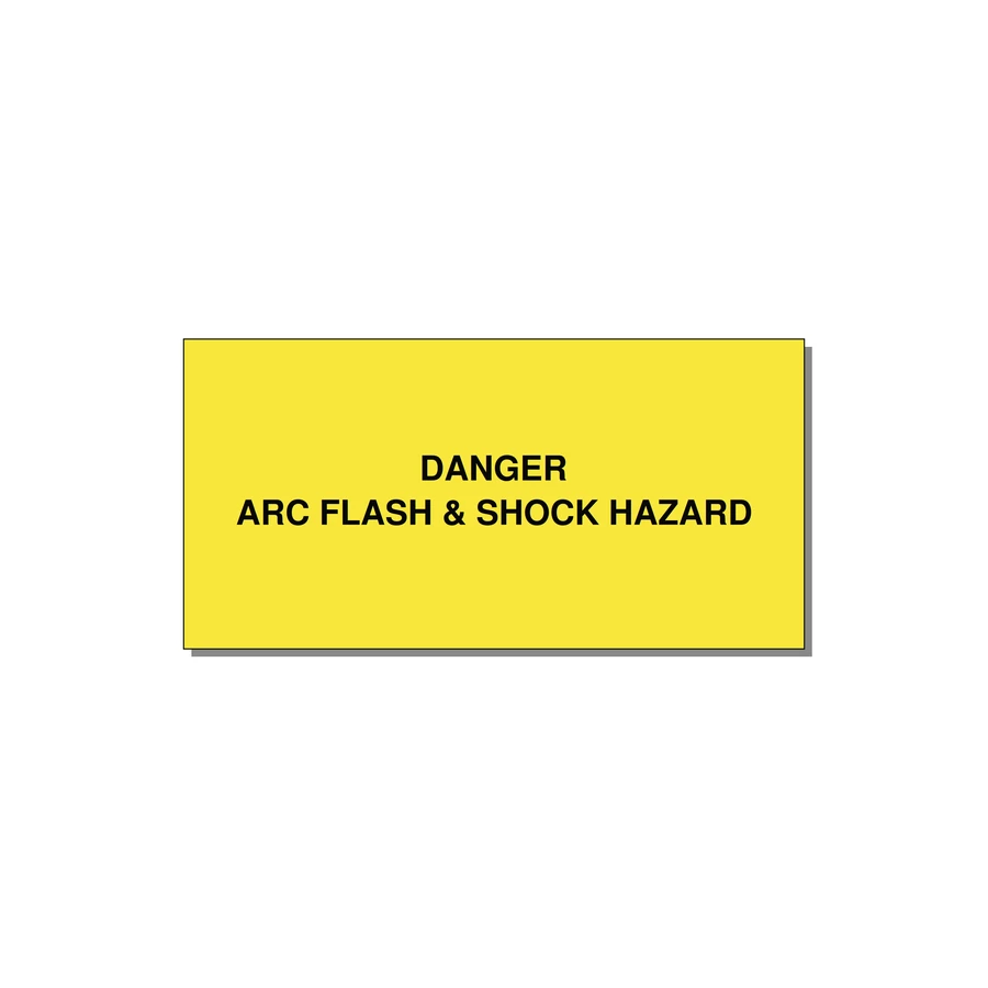 6.0x3.0" Arc Flash Safety Label - DANGER ARC FLASH & SHOCK — 6x3" Black on Yellow, Adhesive