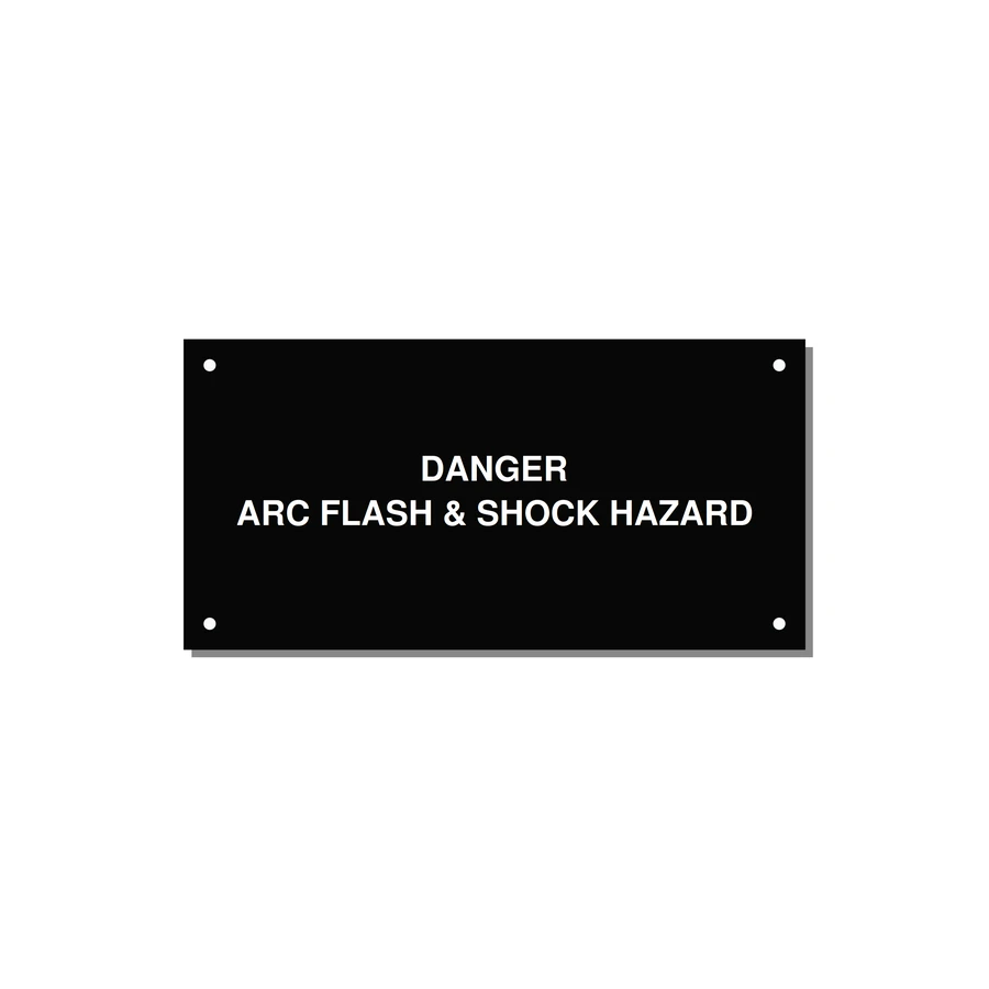 6.0x3.0" Arc Flash Safety Label - DANGER ARC FLASH & SHOCK — 6x3" White on Black, Holes