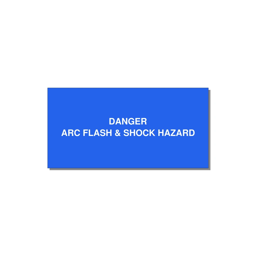 6.0x3.0" Arc Flash Safety Label - DANGER ARC FLASH & SHOCK — 6x3" White on Blue, Adhesive