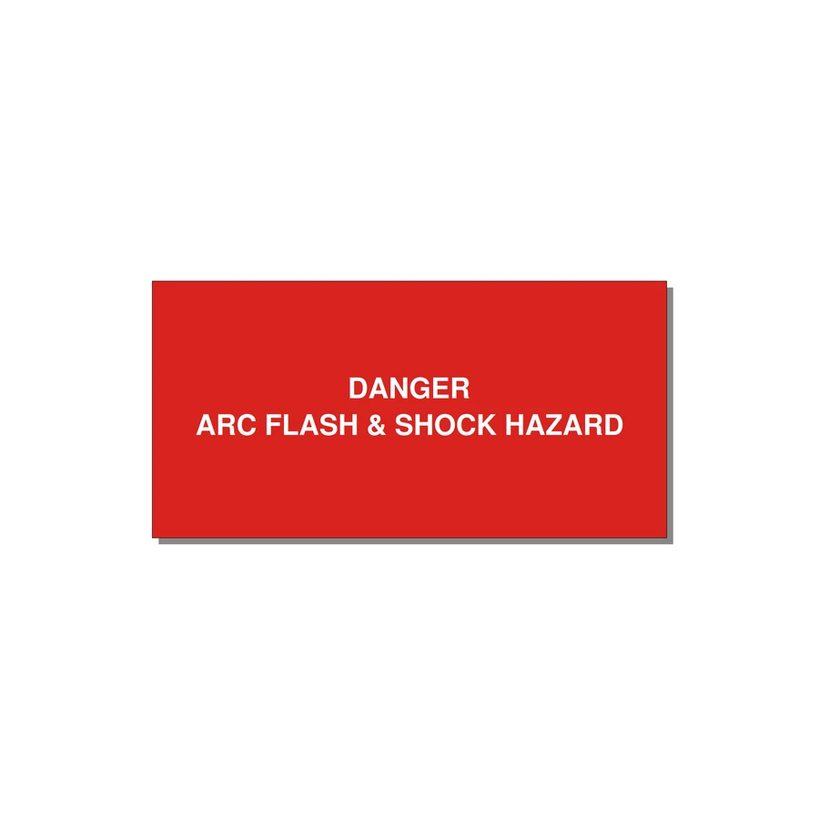 6.0x3.0" Arc Flash Safety Label - DANGER ARC FLASH & SHOCK — 6x3" White on Red, Adhesive