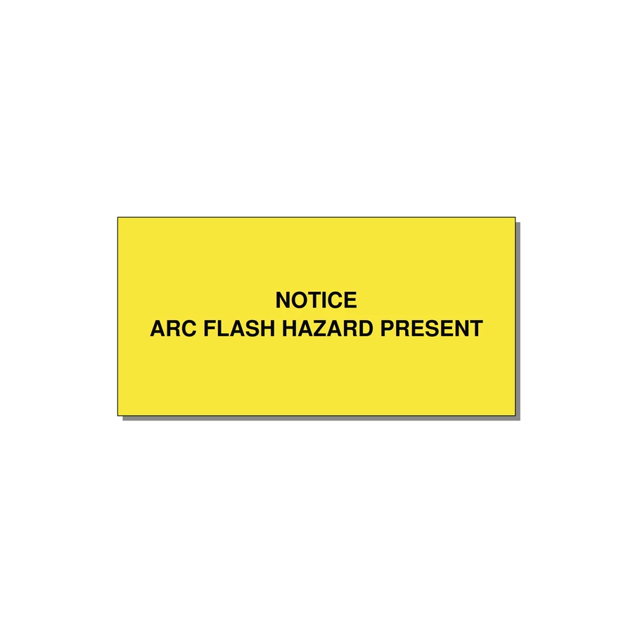 6.0x3.0" Arc Flash Safety Label - NOTICE ARC FLASH HAZARD P — 6x3" Black on Yellow, Adhesive
