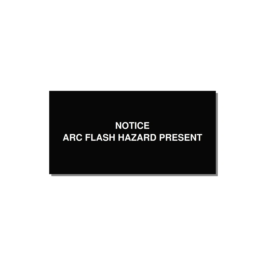 6.0x3.0" Arc Flash Safety Label - NOTICE ARC FLASH HAZARD P — 6x3" White on Black, Adhesive