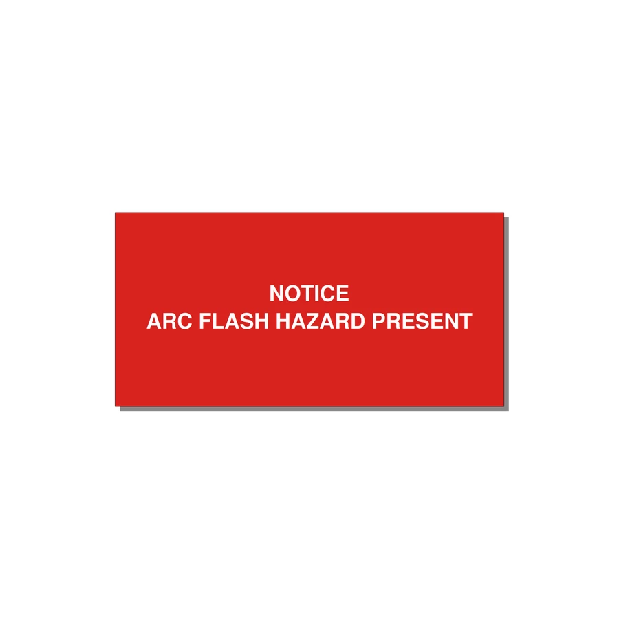 6.0x3.0" Arc Flash Safety Label - NOTICE ARC FLASH HAZARD P — 6x3" White on Red, Adhesive