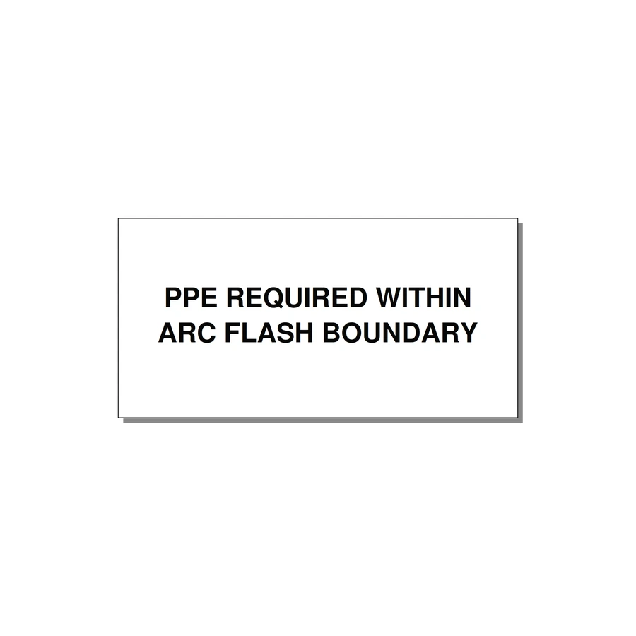 6.0x3.0" Arc Flash Safety Label - PPE REQUI — 6x3" Black on White, Adhesive