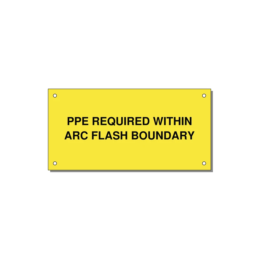 6.0x3.0" Arc Flash Safety Label - PPE REQUI — 6x3" Black on Yellow, Holes