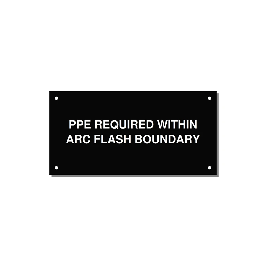 6.0x3.0" Arc Flash Safety Label - PPE REQUI — 6x3" White on Black, Holes