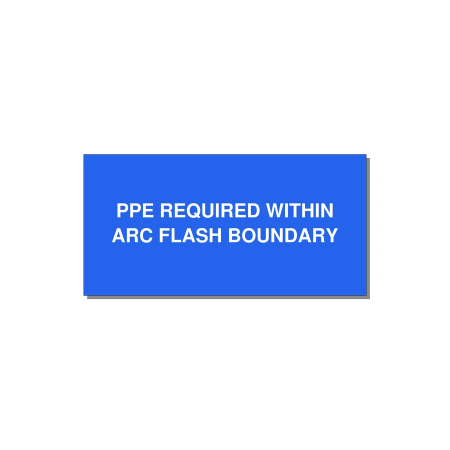 6.0x3.0" Arc Flash Safety Label - PPE REQUI — 6x3" White on Blue, Adhesive