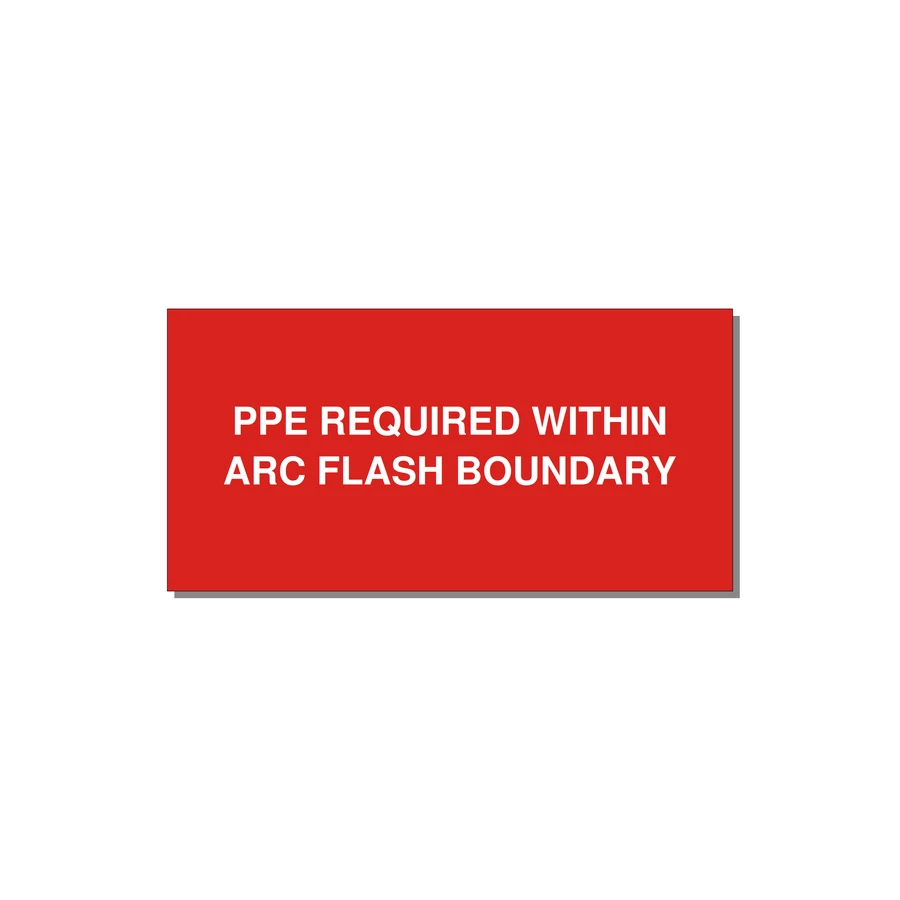 6.0x3.0" Arc Flash Safety Label - PPE REQUI — 6x3" White on Red, Adhesive