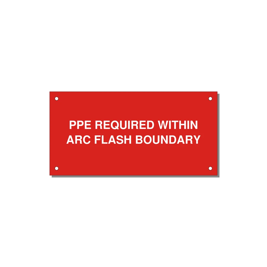 6.0x3.0" Arc Flash Safety Label - PPE REQUI — 6x3" White on Red, Holes