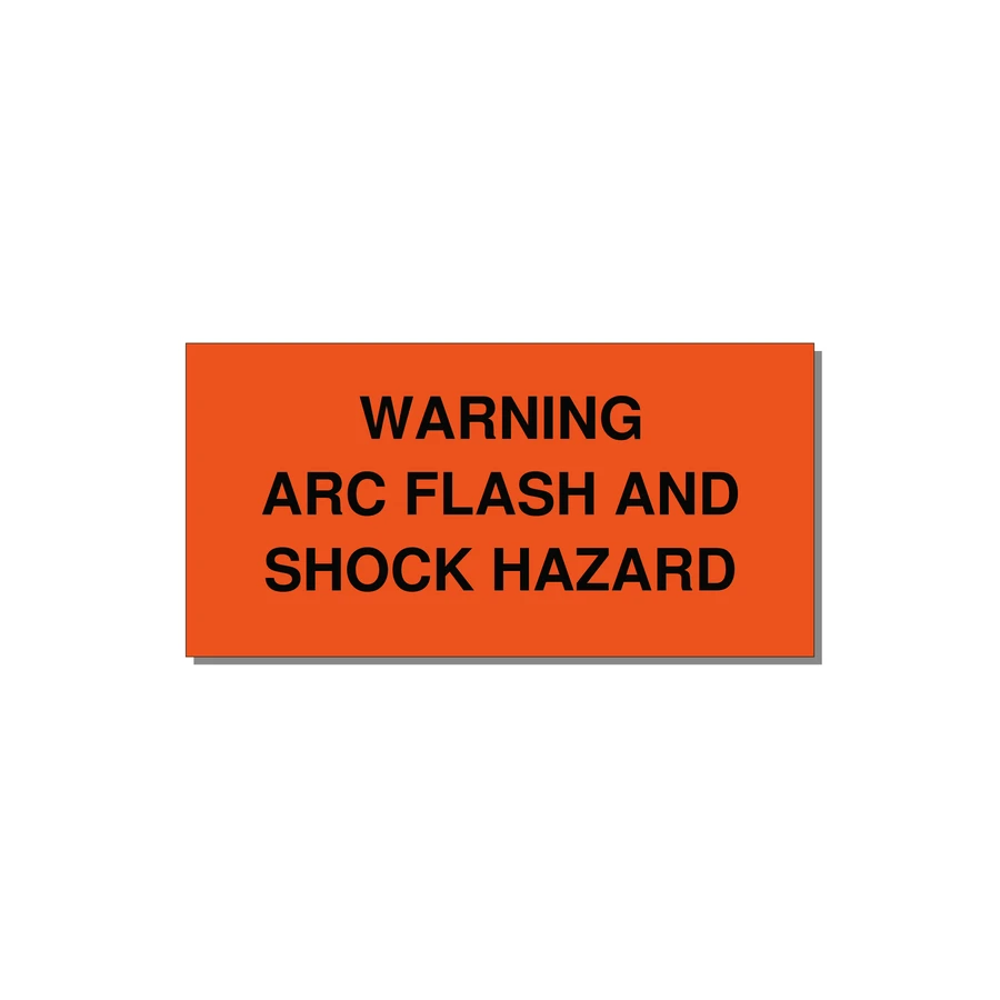 6.0x3.0" Arc Flash Safety Label - WARNING ARC FLASH AND SHO — 6x3" Black on Orange, Adhesive