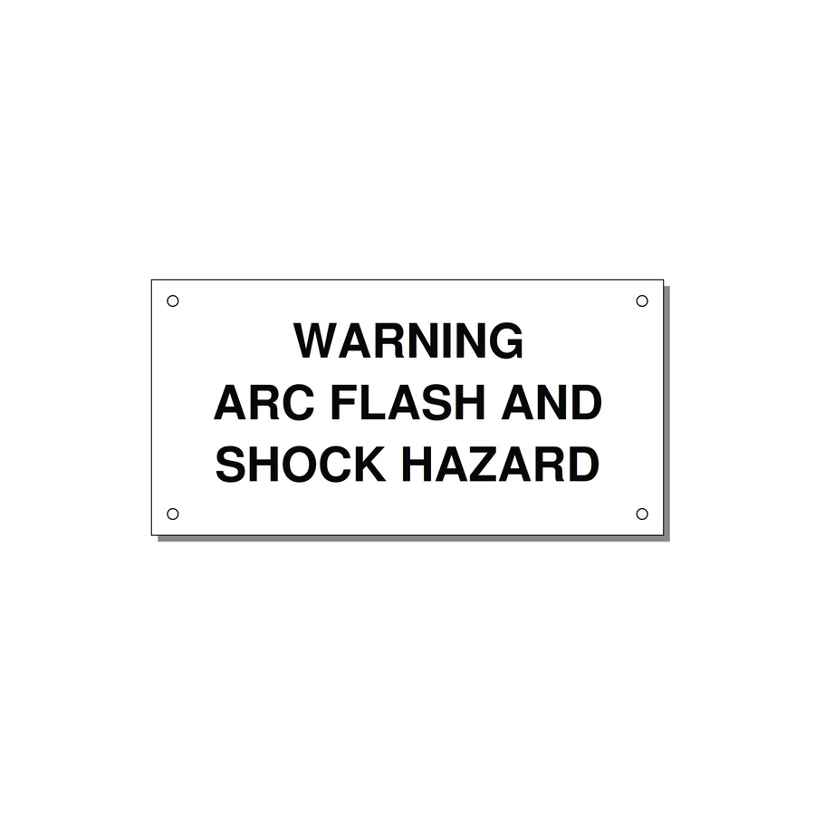 6.0x3.0" Arc Flash Safety Label - WARNING ARC FLASH AND SHO — 6x3" Black on White, Holes