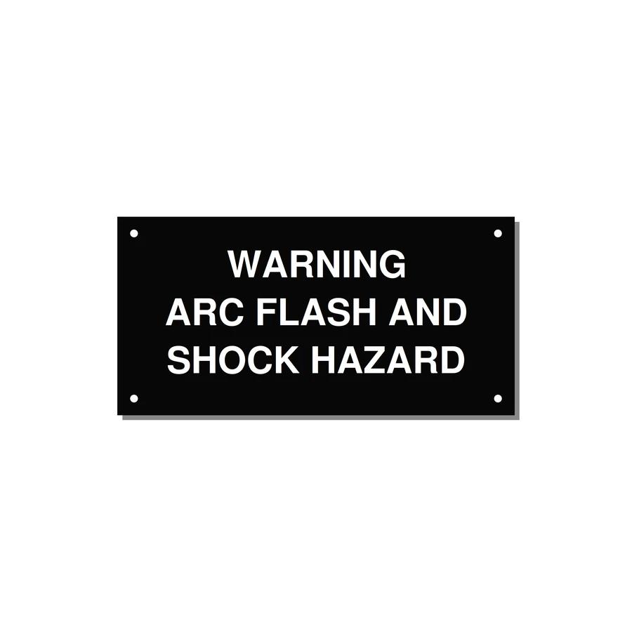 6.0x3.0" Arc Flash Safety Label - WARNING ARC FLASH AND SHO — 6x3" White on Black, Holes