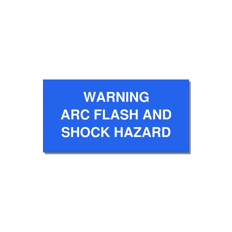 6.0x3.0" Arc Flash Safety Label - WARNING ARC FLASH AND SHO — 6x3" White on Blue, Adhesive