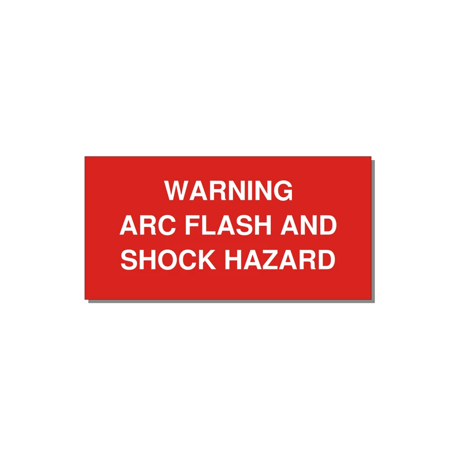 6.0x3.0" Arc Flash Safety Label - WARNING ARC FLASH AND SHO — 6x3" White on Red, Adhesive