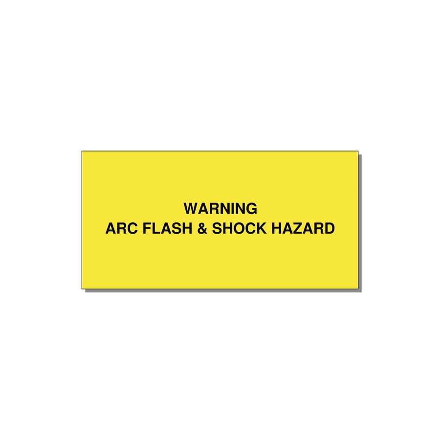 6.0x3.0" Arc Flash Safety Label - WARNING ARC FLASH & SHOCK — 6x3" Black on Yellow, Adhesive