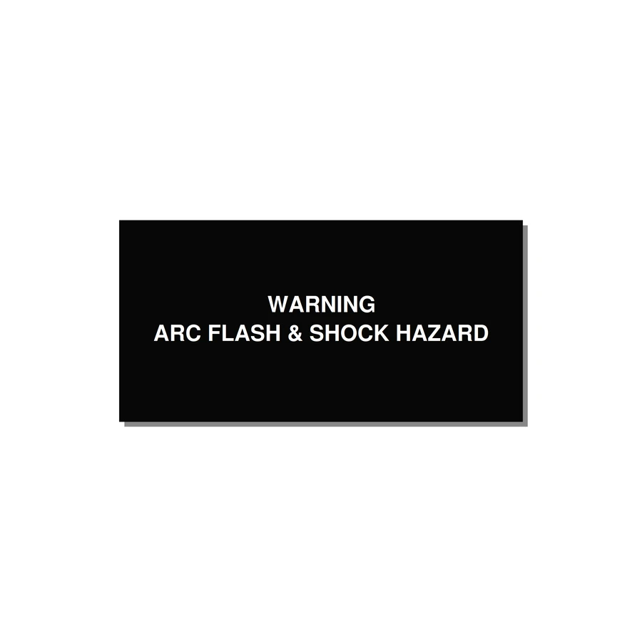 6.0x3.0" Arc Flash Safety Label - WARNING ARC FLASH & SHOCK — 6x3" White on Black, Adhesive