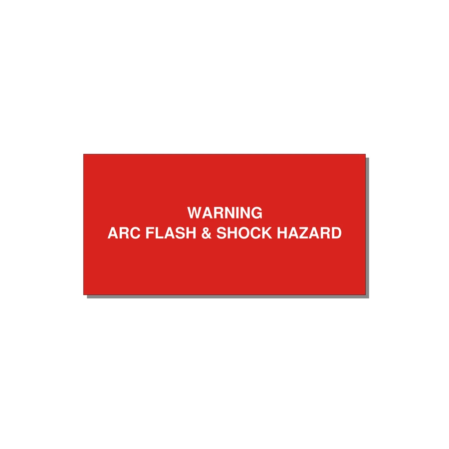 6.0x3.0" Arc Flash Safety Label - WARNING ARC FLASH & SHOCK — 6x3" White on Red, Adhesive