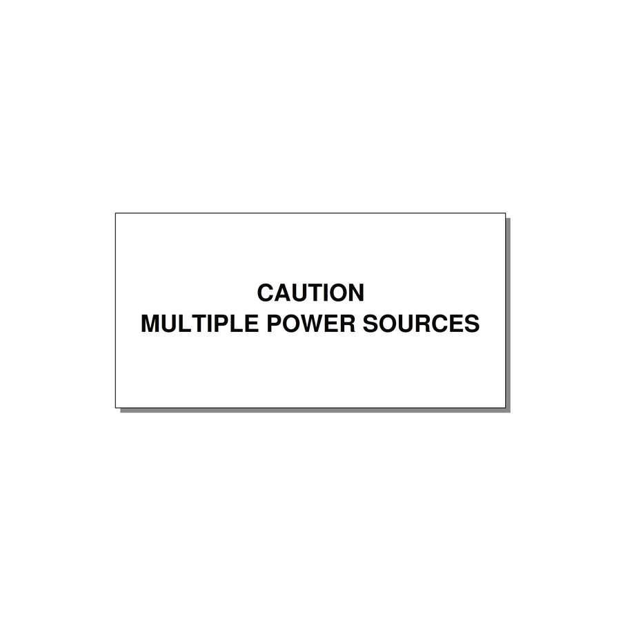 6.0x3.0" Caution Safety Label - CAUTION MULTIPLE POWER SO — 6x3" Black on White, Adhesive