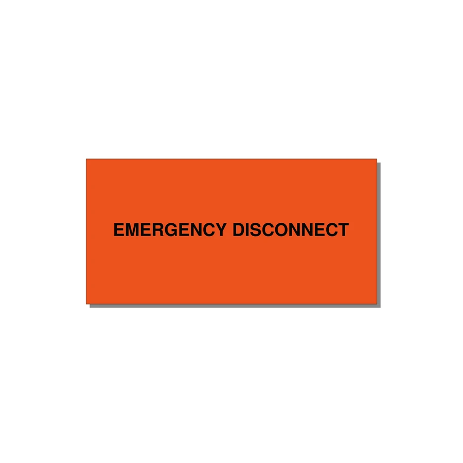 6.0x3.0" Disconnect Switch Label - EMERGENCY DISCONNECT — 6x3" Black on Orange, Adhesive