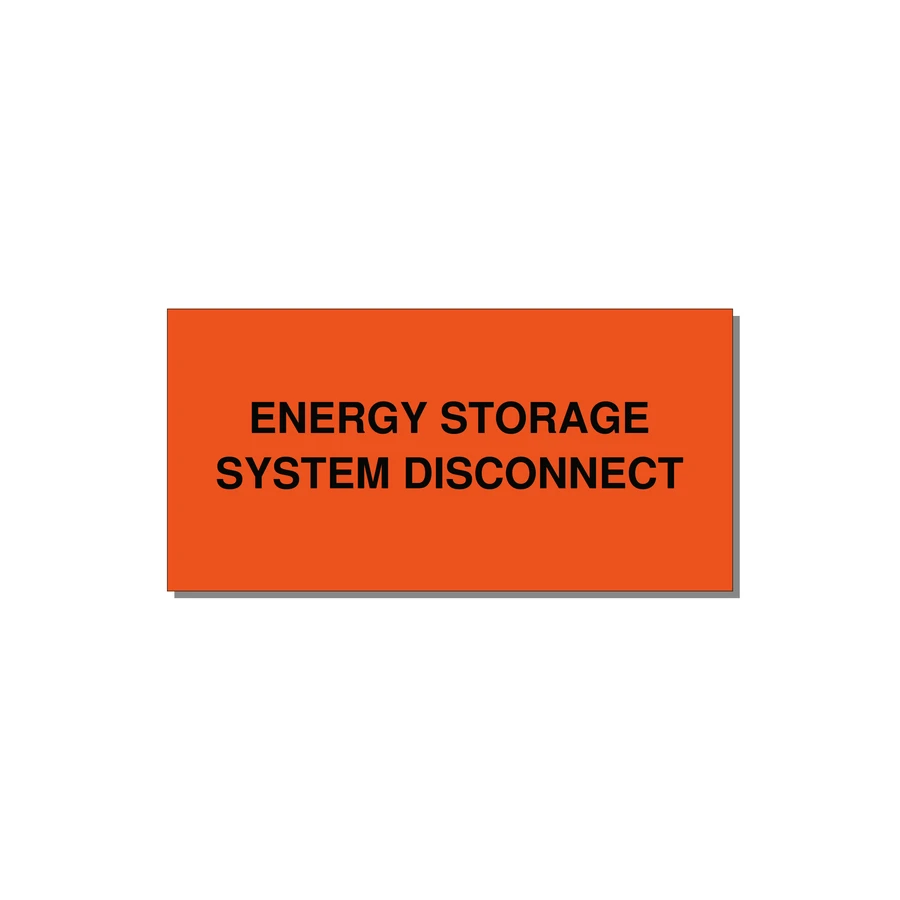 6.0x3.0" Disconnect Switch Label - ENERGY STORAGE SYSTEM DIS — 6x3" Black on Orange, Adhesive
