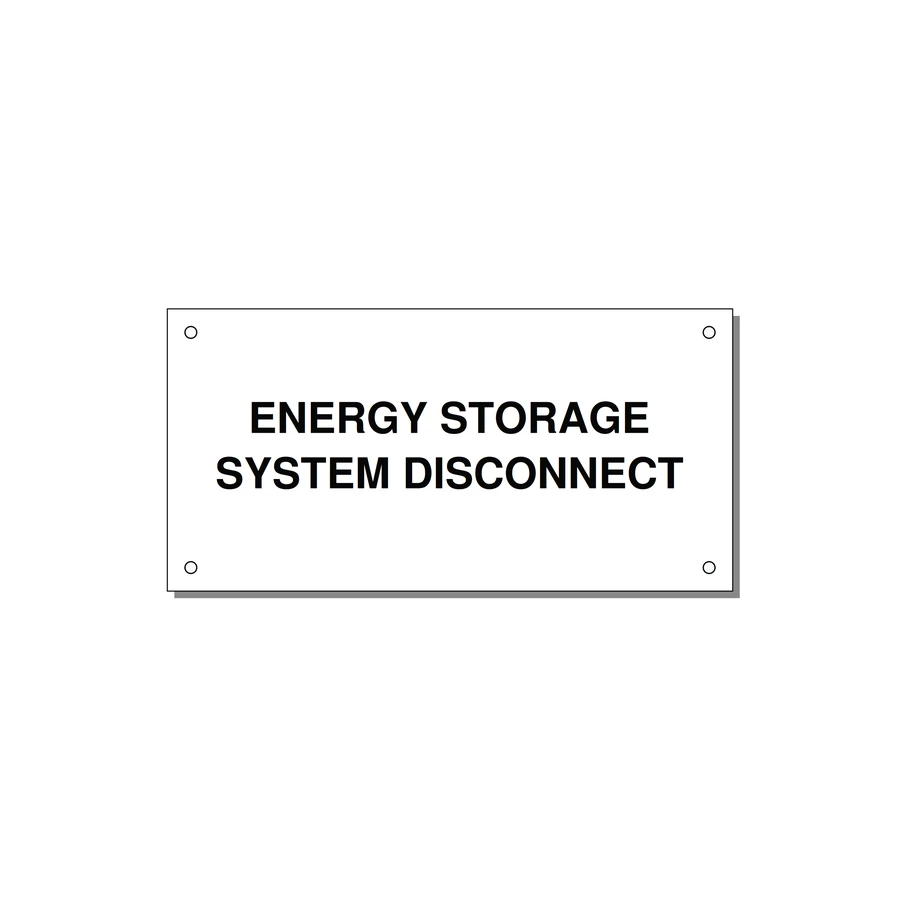 6.0x3.0" Disconnect Switch Label - ENERGY STORAGE SYSTEM DIS — 6x3" Black on White, Holes