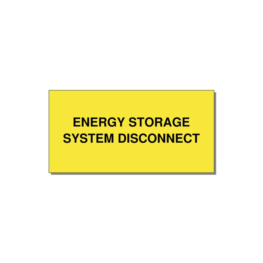 6.0x3.0" Disconnect Switch Label - ENERGY STORAGE SYSTEM DIS — 6x3" Black on Yellow, Adhesive