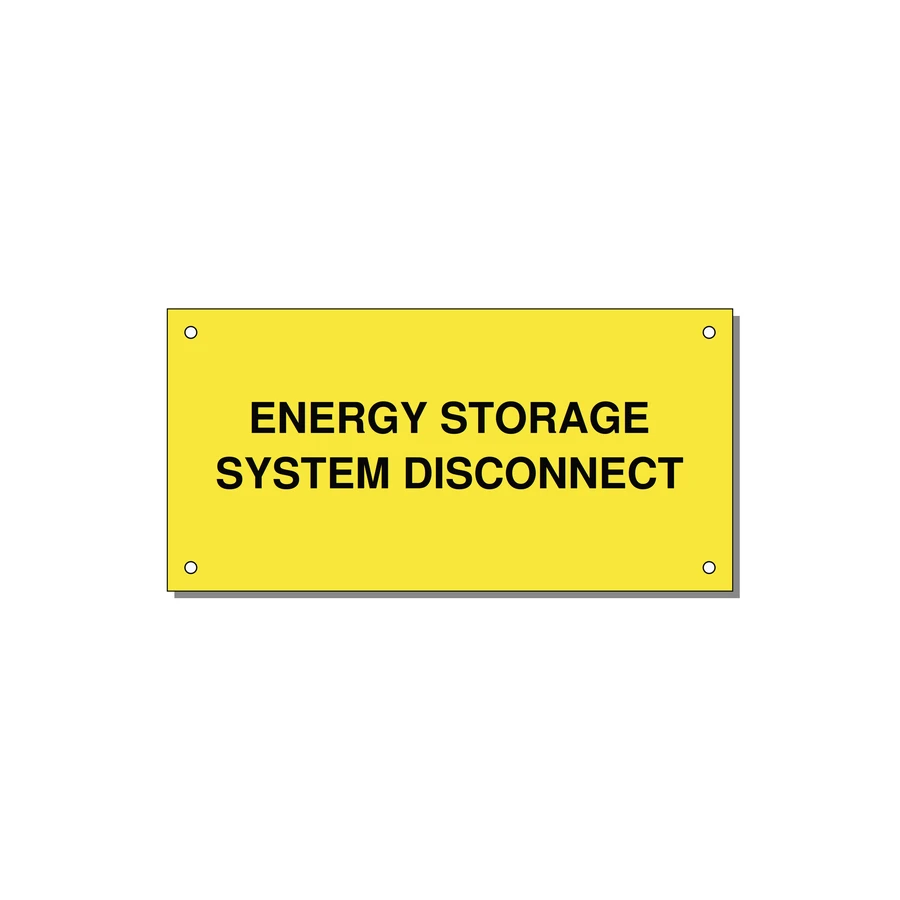 6.0x3.0" Disconnect Switch Label - ENERGY STORAGE SYSTEM DIS — 6x3" Black on Yellow, Holes