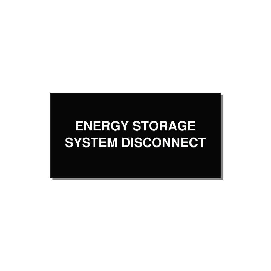 6.0x3.0" Disconnect Switch Label - ENERGY STORAGE SYSTEM DIS — 6x3" White on Black, Adhesive