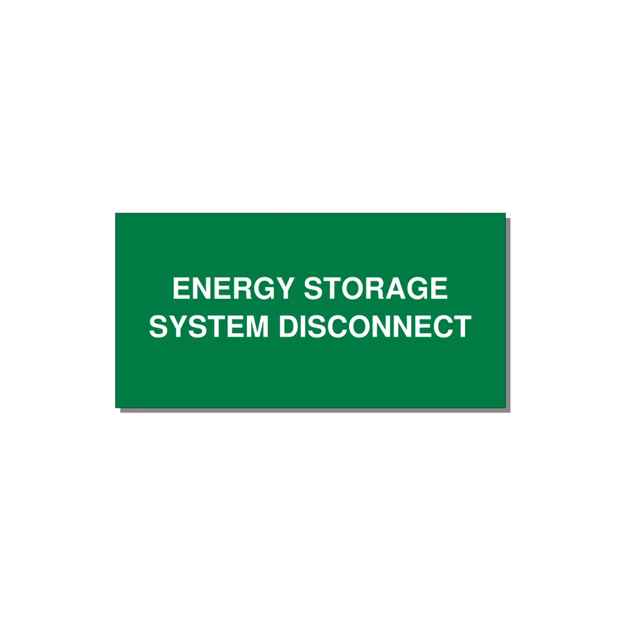 6.0x3.0" Disconnect Switch Label - ENERGY STORAGE SYSTEM DIS — 6x3" White on Green, Adhesive