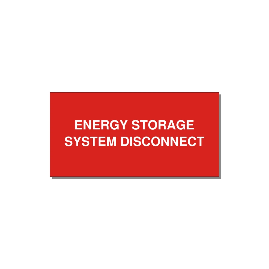 6.0x3.0" Disconnect Switch Label - ENERGY STORAGE SYSTEM DIS — 6x3" White on Red, Adhesive
