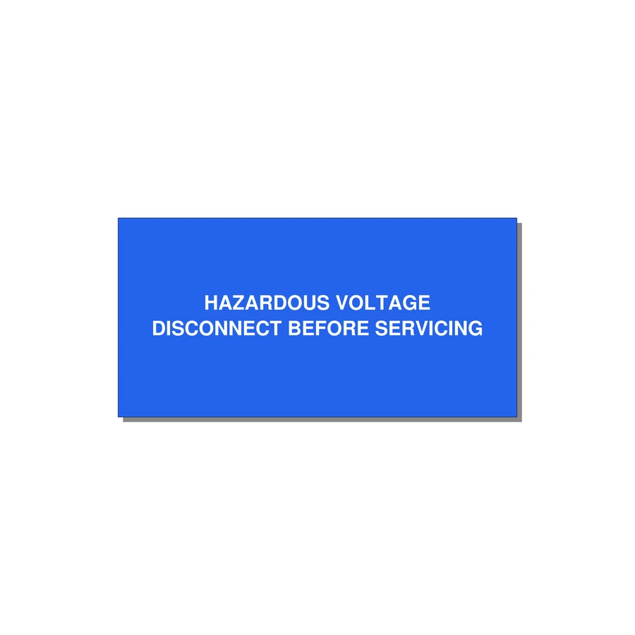 6.0x3.0" Disconnect Switch Label - HAZARDOUS VOLTAGE DISCONN — 6x3" White on Blue, Adhesive