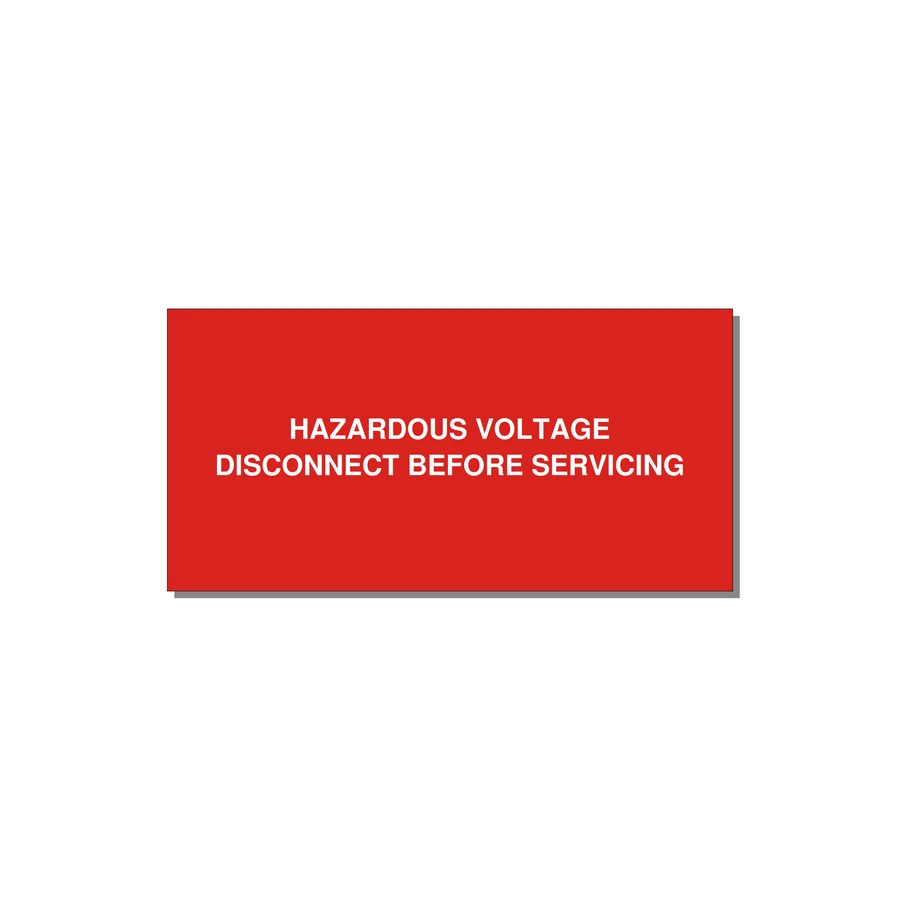 6.0x3.0" Disconnect Switch Label - HAZARDOUS VOLTAGE DISCONN — 6x3" White on Red, Adhesive