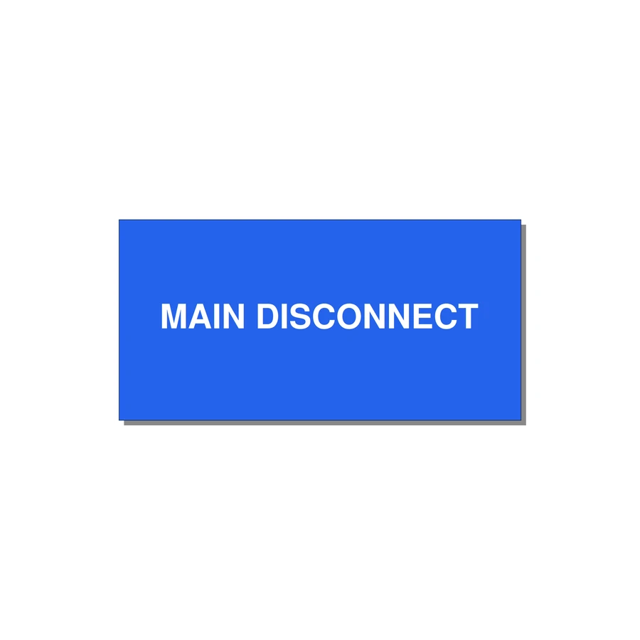 6.0x3.0" Disconnect Switch Label - MAIN DISCONNECT — 6x3" White on Blue, Adhesive