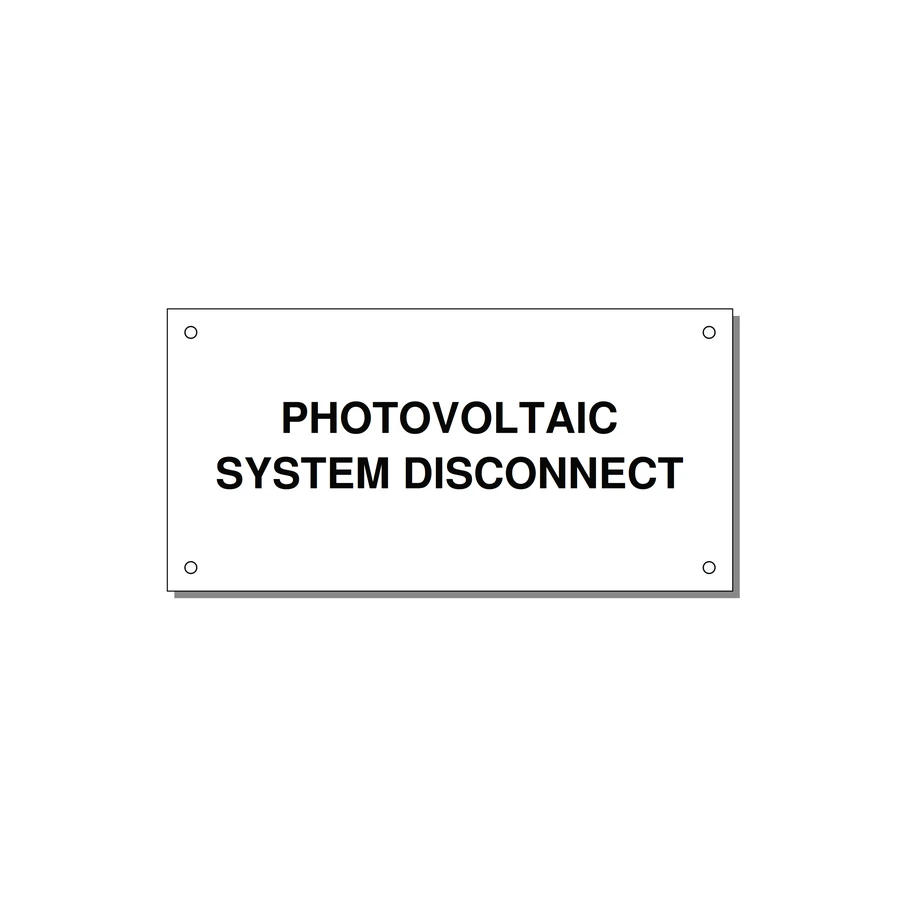 6.0x3.0" Disconnect Switch Label - PHOTOVOLTAIC SYSTEM DISCO — 6x3" Black on White, Holes