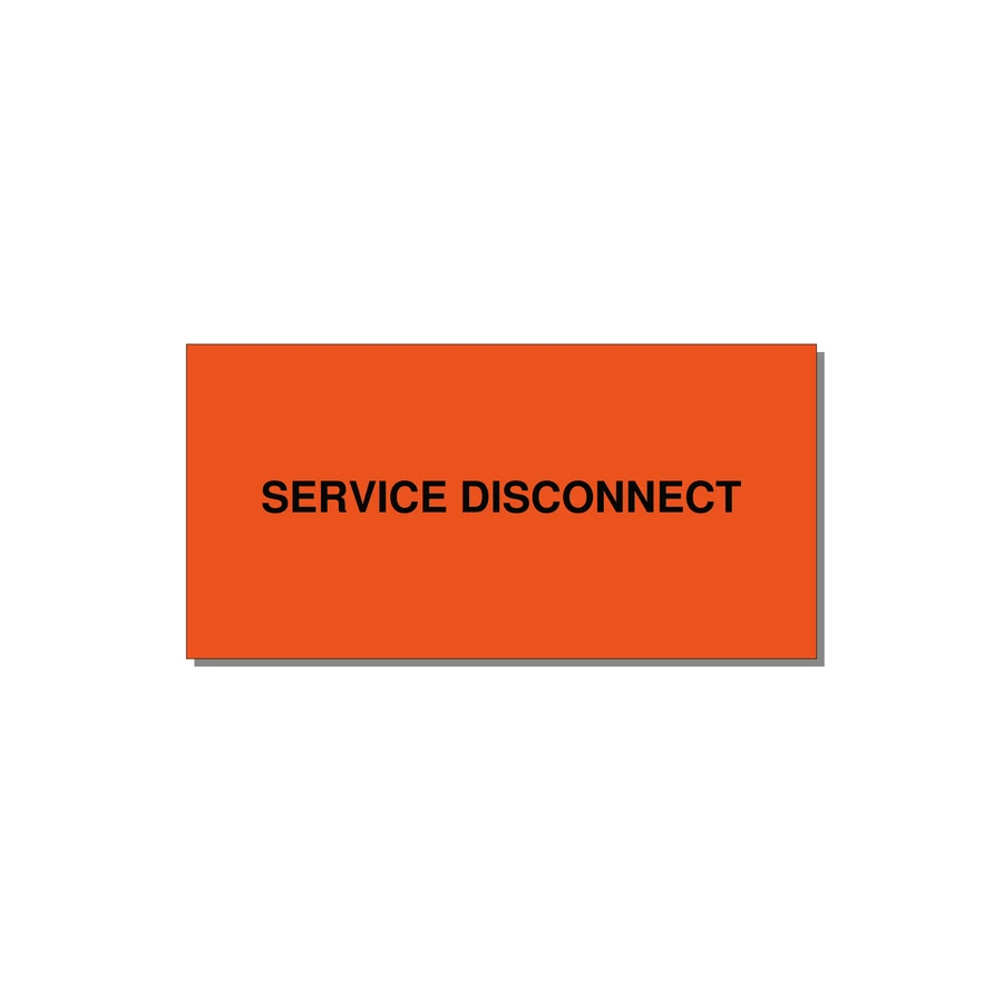 6.0x3.0" Disconnect Switch Label - SERVICE DISCONNECT — 6x3" Black on Orange, Adhesive