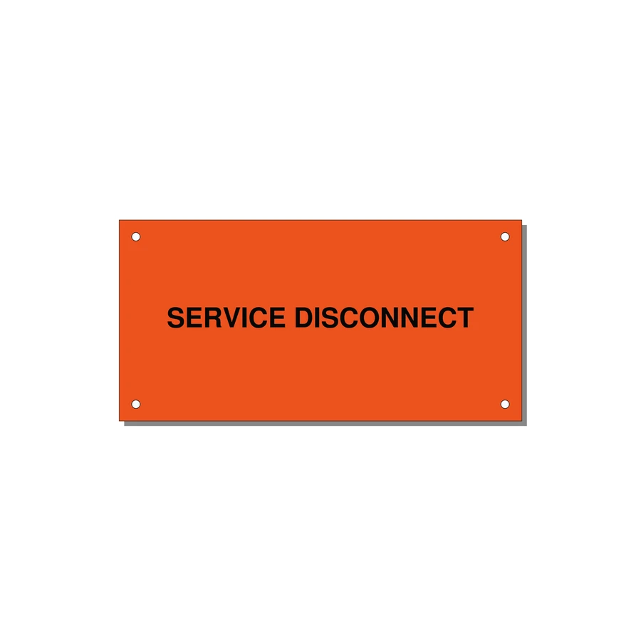 6.0x3.0" Disconnect Switch Label - SERVICE DISCONNECT — 6x3" Black on Orange, Holes